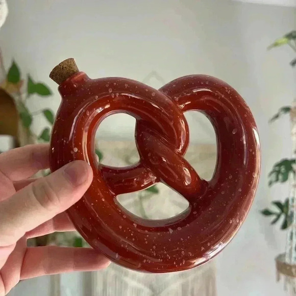 Ceramic Pretzel Flask with Cork Stopper – Whimsical and Fun! - Picture 1 of 5